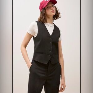 BANANA REPUBLIC Black Tailored Vest Size 2 Waist Cinch Classic